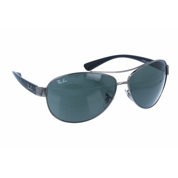 Ray-Ban RB3386 Aviator Sunglasses – Gunmetal / Gray Gradient / Blue Arms - Picture 3 of 10